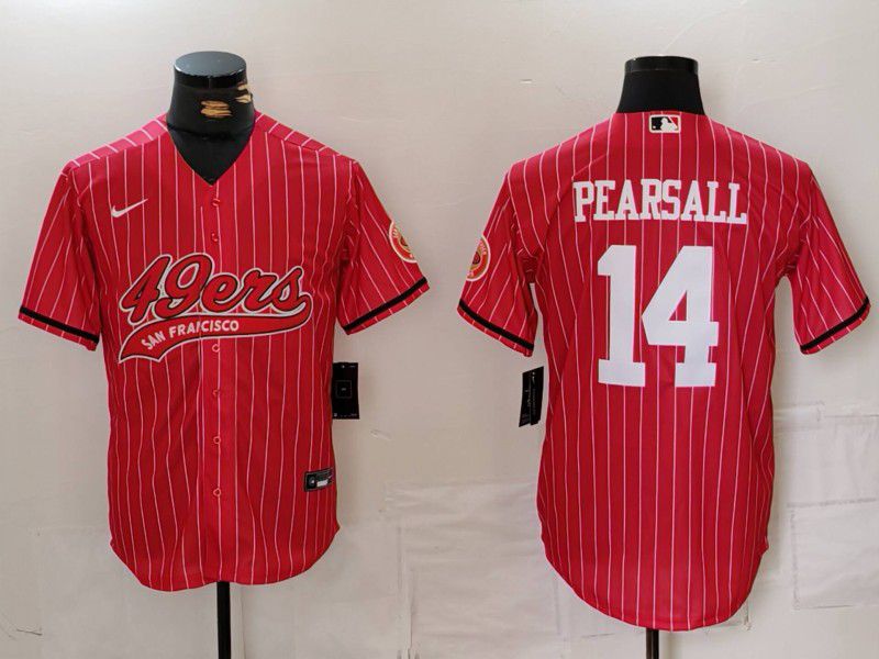 Men San Francisco 49ers #14 Pearsall Red Stripe Joint Name 2024 Nike Limited NFL Jersey style 1